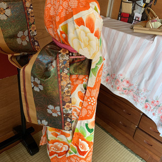 古典柄 正絹 振袖 長襦袢 袋帯