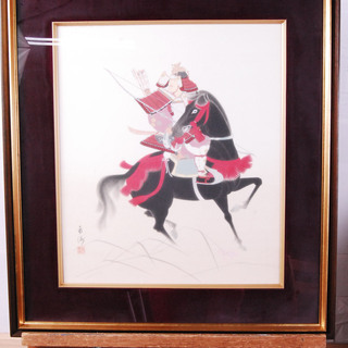 1915 名品 武士 肖像画 日本画 肉筆 額装 色紙画 73×65.2ｃｍ　アントレ