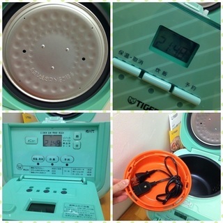 値下げ！4000円♪マイコン炊飯器 炊きたて 3合炊き アイスミント　付属の調理プレートを使えば炊飯しながら調理も同時に出来ます。JAJ-A552 GI の画像