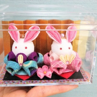Makanaさん、花うさぎのひな人形（つまみ細工）納品です。（ヘ...