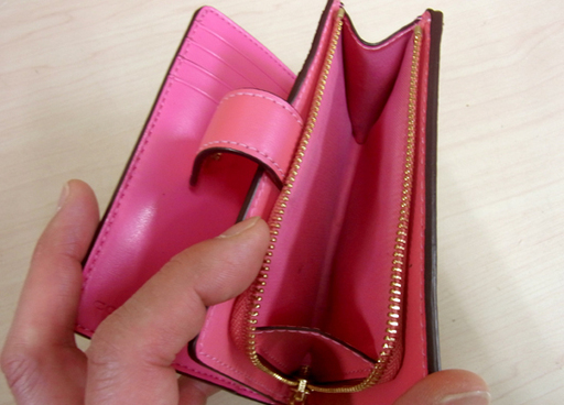 南12条店 COACH/コーチ 二つ折り財布 F23553 レディース シグネチャー ピンク ミディアム コーナー ジップ ウォレット