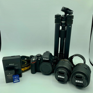 値下げ ニコン D3200 Nikkor 55-200mm velbon 三脚 カメラバッグ SDカード 5点セット