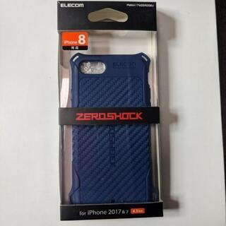 ⑤スマホケース　ブルー　iPhone　ZEROSHOCK　ELECOMの画像