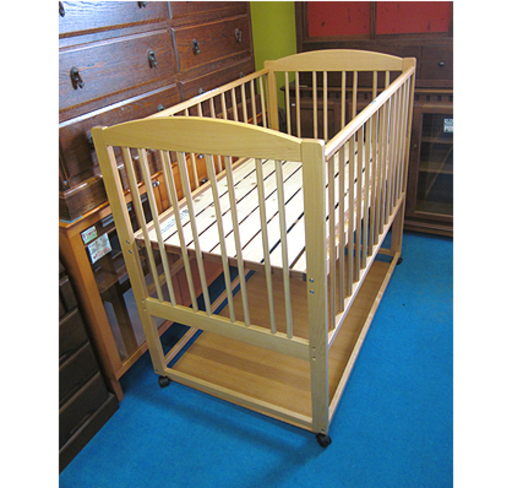 札幌【ベビーベッド 両面スライド開閉 2段階高さ調節】幅124cm 寝台の高さ46or70cm ツーオープン ストッパー付キャスター ナチュラル ライトブラウン ハイタイプ 乳児 幼児 本郷通店