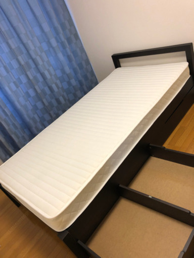 引き出し付シングルベッド　マットレス付