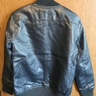 新品　PUレザーブルゾン ライダースジャケット　サイズM ネイビーの画像