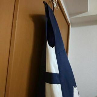 紺×白  ビーズ ゆったりＡラインワンピースの画像