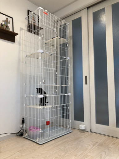 アイリスオーヤマ スリムキャットケージ 3段 ホワイト 幅