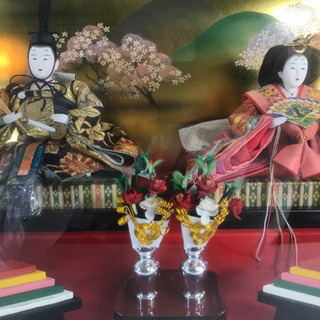 清峰作 雛人形 ひな人形 ガラスケース入り 美品の画像