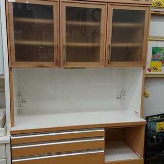 ★ナチュラル×ホワイト レンジボード 食器棚 地震ロック付き★120×45×195☆配達可能 買取帝国 朝霞店 