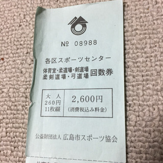 広島各区スポーツセンター利用回数券