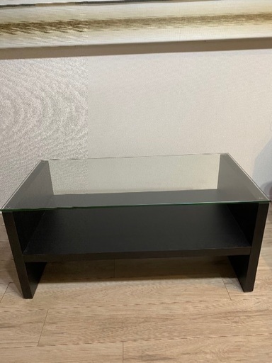 ガラスローテーブル　ダークブラウン