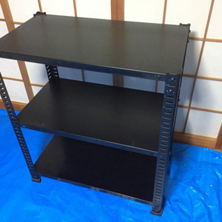 カラーアングル棚 スチールラック 黒 3段 W80 x D45 x H90 cmの画像