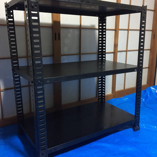 カラーアングル棚 スチールラック 黒 3段 W80 x D45 x H90 cmの画像