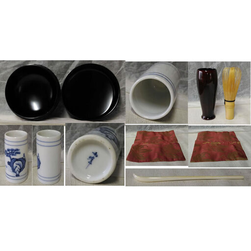 c611 茶箱 桑 野点セット 抹茶碗 仕服付き 棗 茶道具