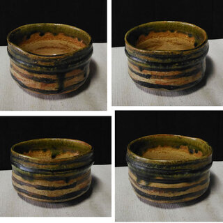 c614 古織部 抹茶碗 茶道具 古い 織部焼合わせ箱