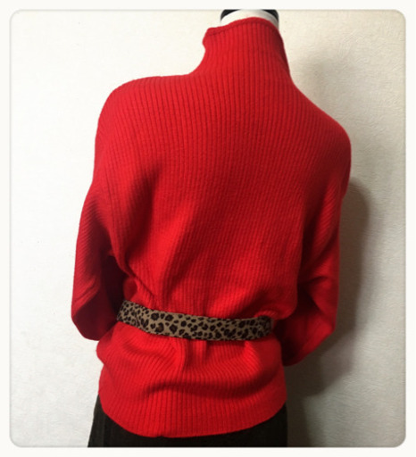 ご購入者様決定【classicalelf】リブニット ボトルネック赤ぷっくり袖アクリル伸縮性大 ご購入者様決定【classicalelf】リブニット ボトルネック赤ぷっくり袖