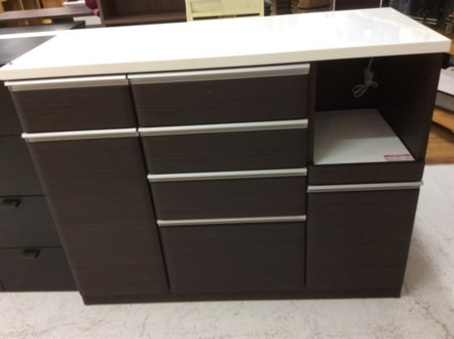 キッチンキャビネット ダークブラウン×ホワイト