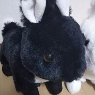 白うさぎ 黒うさぎ ぬいぐるみ2羽セットの画像