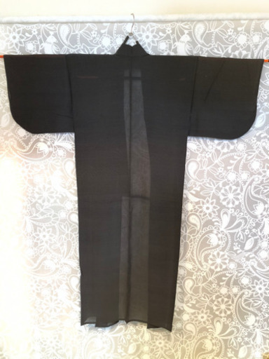 昭和アンティーク着物［J］女性用 紗 黒×細い縞模様