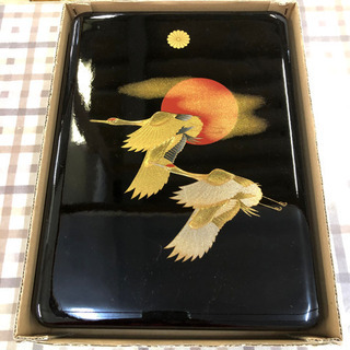 新品未使用🌟文箱🌟書道具入れ・文書箱✨日の出鶴✨外形寸法(約)25×34×7.5cm・内寸(約)22.5×32×7ｃｍの画像