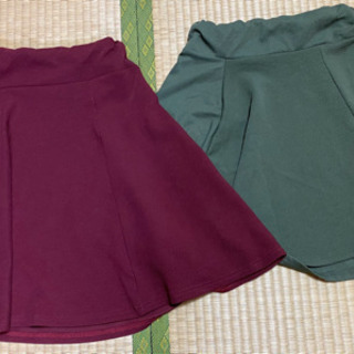 美品スカート2点(ボルドー、カーキ)