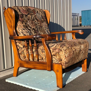 カリモク 1人掛けソファ 肘掛け アンティーク シングルソファの画像