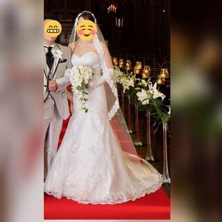 豪華ビーズ&刺繍　ウェディングドレス　マーメイド　ハートカットの画像