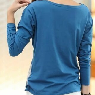 【新品】ボーダーシャツ カットソー 長袖 ドレープ Ｔシャツ レディース カジュアルの画像