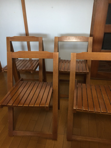 木製折りたたみイス 4脚セット