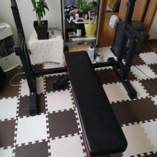 バーベルラックとフラットベンチセット セーフティパックII / ラバーバーベルセット70kg シャフト180cm