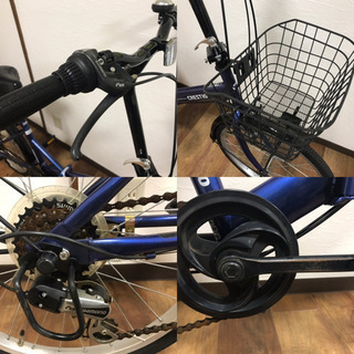 CRESTIO 折りたたみ自転車 20インチ 6段ギア青 前面バスケット付き 折りたたみ 自転車 20インチ カギ ライト シマノ 6段変速 カゴ