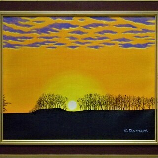 ★夕日と瀬戸大橋 ・谷村一男作・肉筆油彩画・F6・新品額付(送料無料） ☆夕日と瀬戸大橋 ・谷村一男作・肉筆油彩画・F6・新品額付(送料