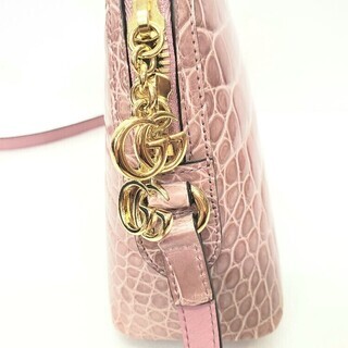 ☆美品☆ GUCCI グッチ　限定品　クロコ　ピンク　ショルダーバッグ　499621　希少 プレゼントにもの画像
