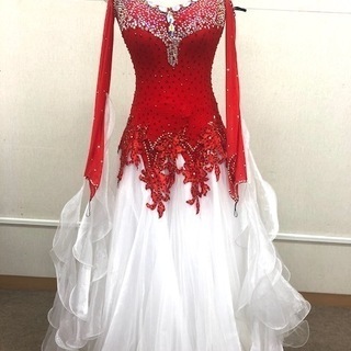 社交ダンス　ドレス　Sサイズ　レッド＆ホワイト