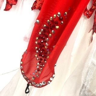 社交ダンス　ドレス　Sサイズ　レッド＆ホワイトの画像