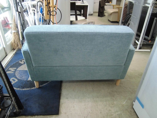 南12条店 2人掛け ソファ  布張り 淡いブルー系 幅1200mm