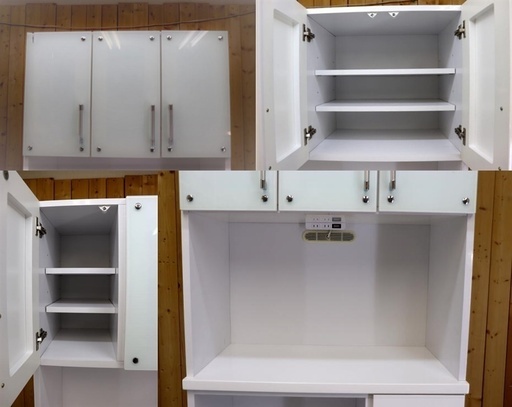 ④レンジボード　食器棚　ホワイト　キッチンボード　800×415×1800　住まい　家具　2分割　コンセント　引き出し