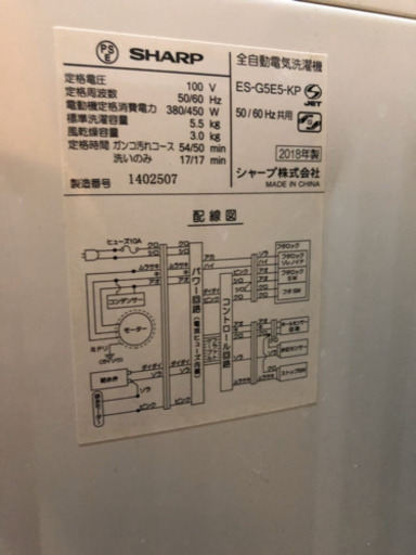 SHARP 洗濯機 5.5㌔