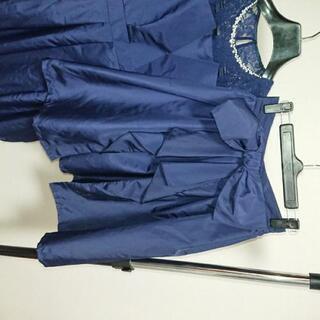 【新品】パーティードレス・オーバースカート付・2way・ネイビー・結婚式の画像