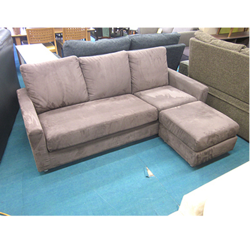 【ローバック 2～3人掛けソファ ヌバック風】幅185cm オットマン付き ココア 茶色系 ファブリック 布製 スエード風 バックスキン調 2人掛けソファ 3人掛けソファ ソファー 本郷通店