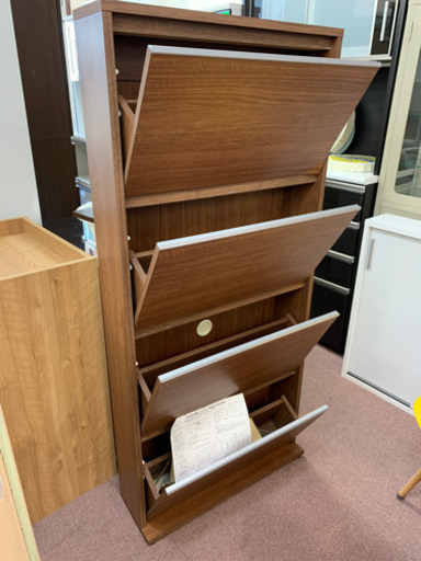 ◆超目玉商品　新品未使用　永野家具　静かに閉まる薄型シューズラック