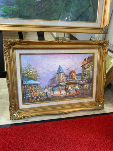 ヨーロッパ風景画 油彩 油絵 高級額縁 肉筆 作家物 油彩 骨董 美術品 絵画