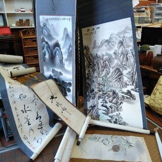 ☆古い掛け軸　まとめて　書　山水　ダルマ