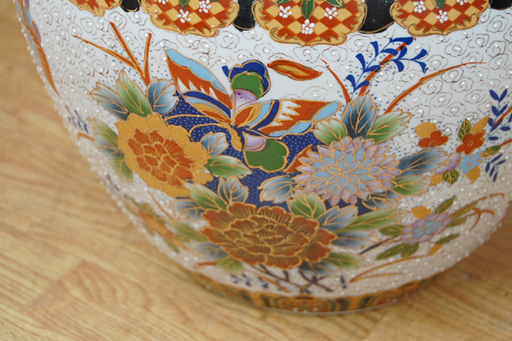 中国 睡蓮鉢 約 直径37×高29cm 金魚 花 壺 瓶 陶器 金魚鉢 ☆ 札幌市 清田区 平岡
