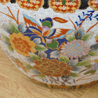 中国 睡蓮鉢 約 直径37×高29cm 金魚 花 壺 瓶 陶器 金魚鉢 ☆ 札幌市