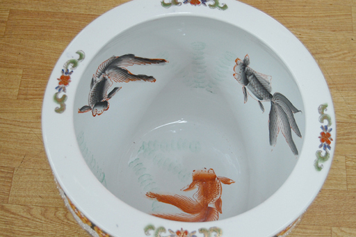 中国 睡蓮鉢 約 直径37×高29cm 金魚 花 壺 瓶 陶器 金魚鉢 ☆ 札幌市 清田区 平岡