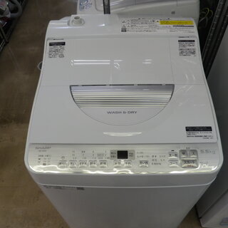 【おすすめ品】 2019年製 シャープ SHARP タテ型洗濯乾燥機  洗濯・脱水容量 5.5kg ステンレス穴なし槽  ES-TX5C-S の画像