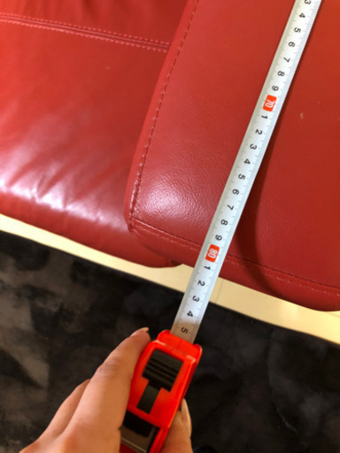 3人掛け　ソファー　赤　レッド　クッション付き