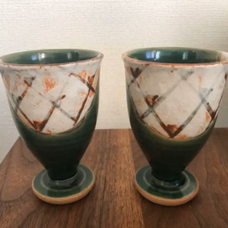 【美品】織部焼　マグカップ　カップ　湯呑み　ビアマグ　ペア